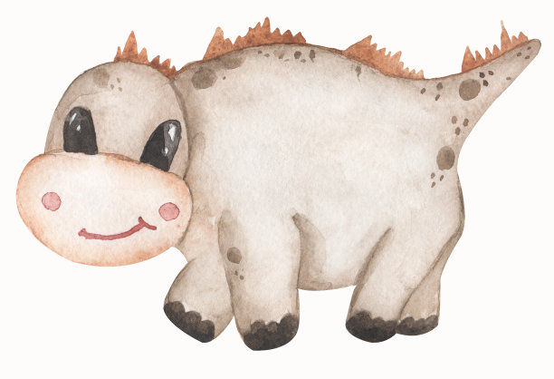 水彩恐龙插图的孩子，可爱的恐龙动物剪贴画，托儿所印刷图片下载