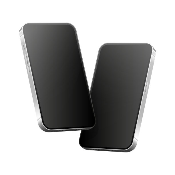 现实的智能手机模型。设备UI/UX模型。表示模板。手机边框空白显示。两部手机从不同角度看。3d等距手机。矢量插图。图片下载