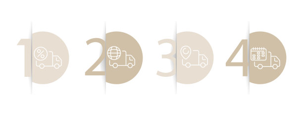 送货货车线图标。送餐，保险箱，披萨，邮件，搜索，齿轮，时钟，卡车，垃圾处理，汽车，盒子，邮件，物流。顺序的概念。白色背景上的矢量线图标图片下载