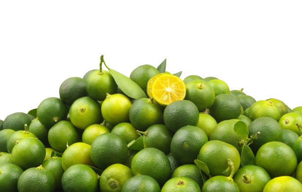 白色背景上的新鲜酸橙。图片下载