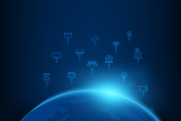 向量物联网。网络在线。高科技背景。图片下载