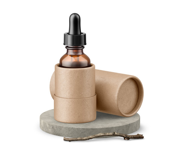 琥珀色玻璃滴管瓶与卡夫管，讲台和树枝模型图片下载