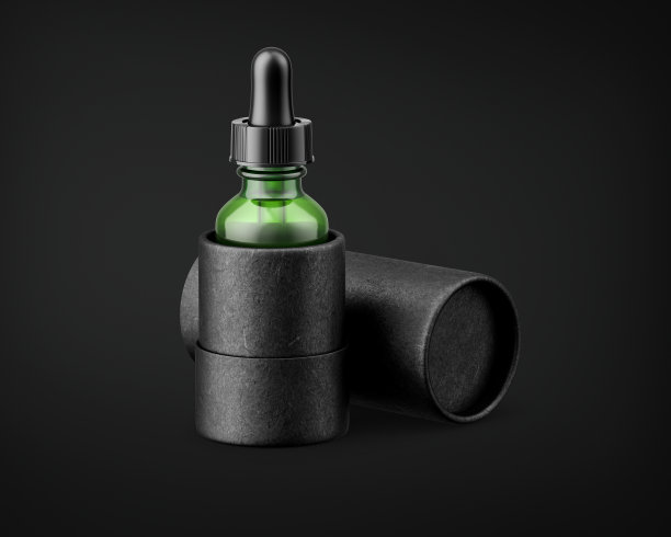 绿色玻璃滴管瓶与黑管模型图片下载