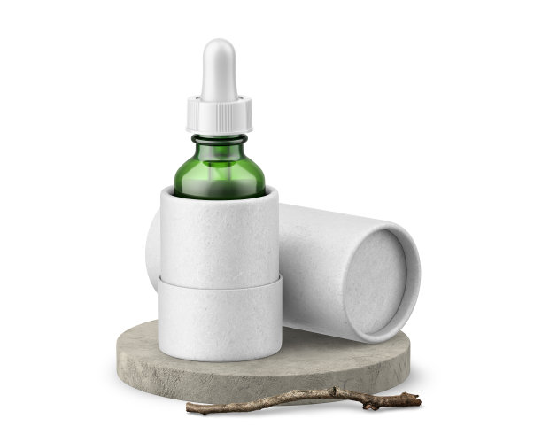 绿色玻璃滴管瓶与管，平台和树枝模型图片下载