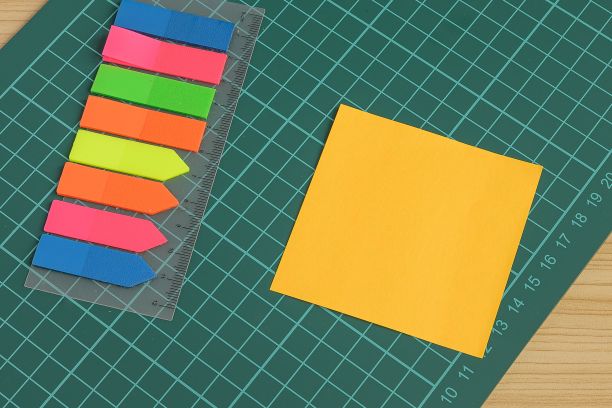 多个各式各样的收集办公室文具照片放在桌子上图片下载