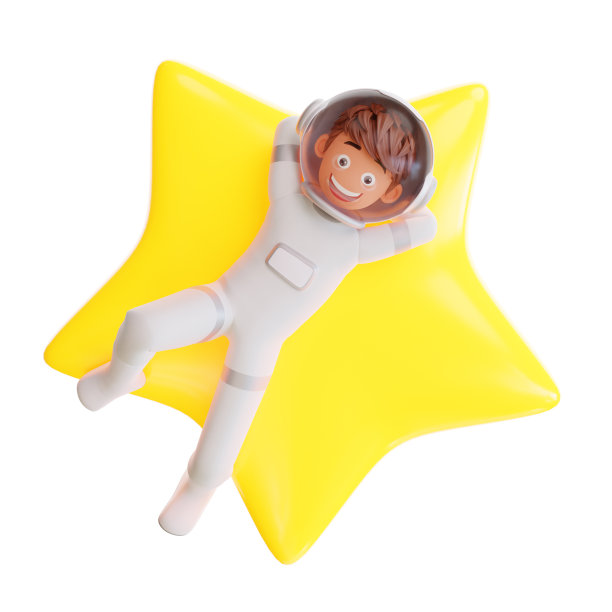 3d渲染可爱的宇航员和明星图片下载