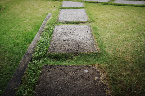 混凝土小径:房屋花园中由混凝土制成的小径图片下载