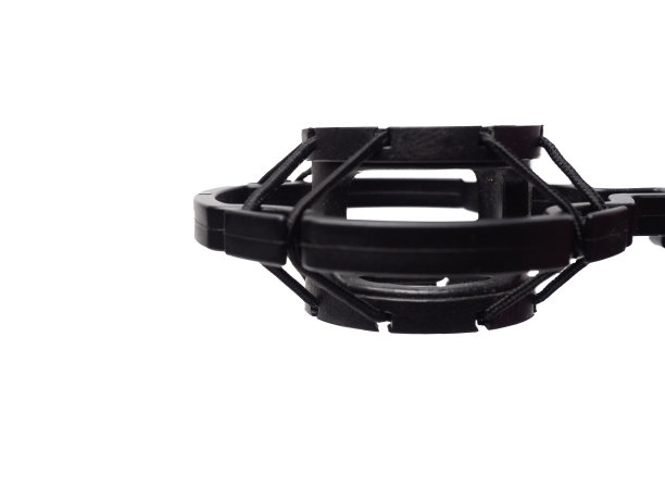 白色隔离背景上的黑色电容麦克风的图片图片下载