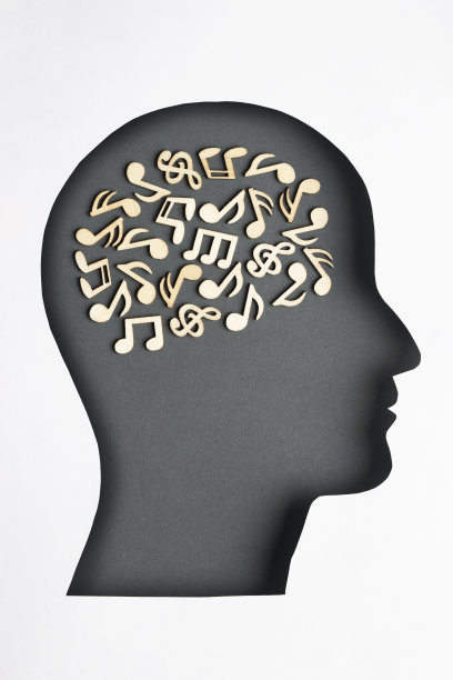 剪纸风格的人头和音符图片下载