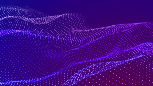带点和线的未来波。大数据。动态波浪背景。三维渲染图片下载