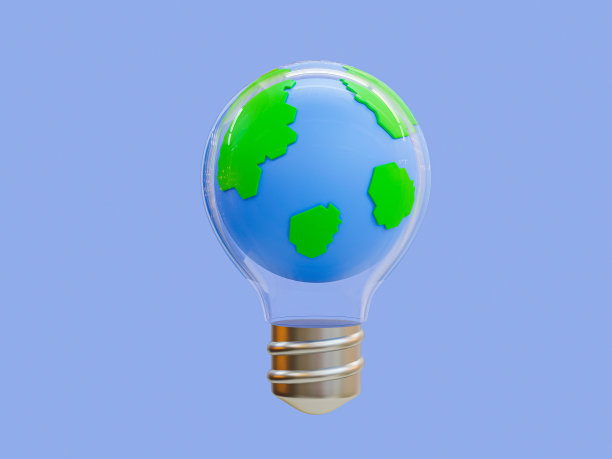 3d minimal保存环境。拯救世界的概念。灯泡里的小球体。3 d演示。图片下载