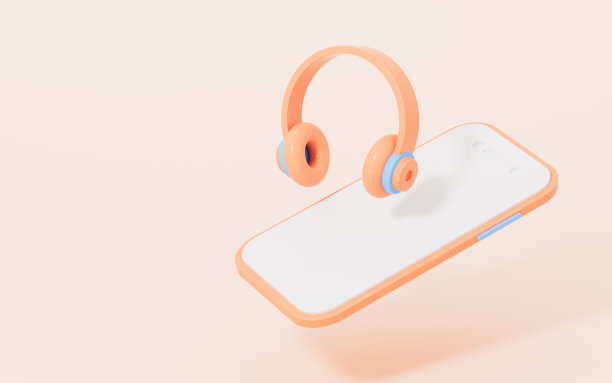卡通风格的耳机和手机，3d渲染。图片下载