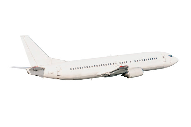 客机在白色背景下单独飞行图片下载