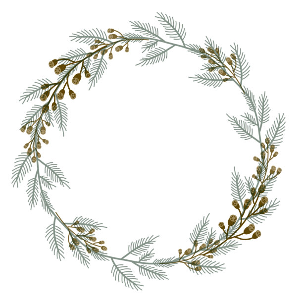 圣诞花圈。邀请函、贺卡、明信片、包装的平面设计。手绘插图。图片下载