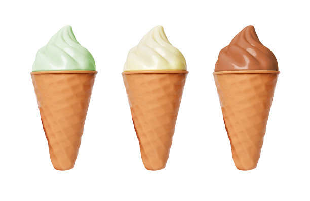 冰淇淋蛋筒华夫饼玻璃和白色背景的奶油冰淇淋图片下载