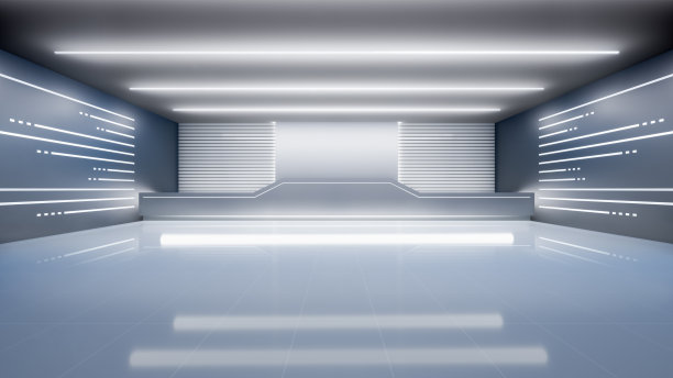 未来展厅的3d渲染背景。图片下载