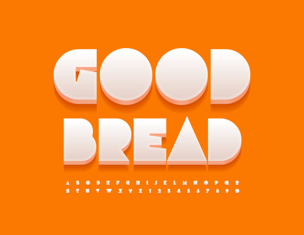 矢量广告海报好面包。一套白色的字母和数字图片下载