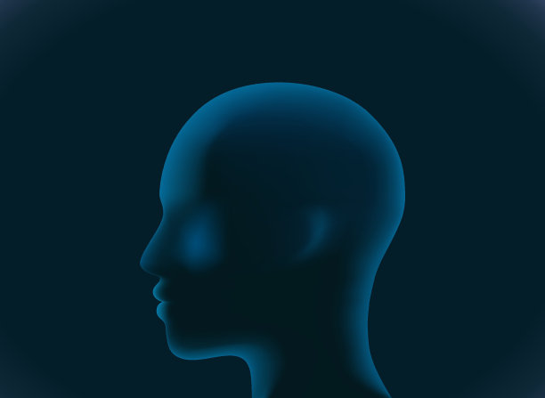 3D头部图标。抽象数字人头。人头剪影。技术和机器人概念极简设计图片下载