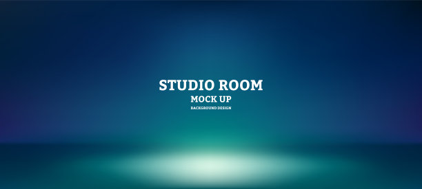 空的蓝色工作室，用作背景展示您的产品图片下载