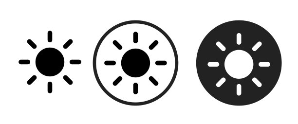 阳光图标集。网站设置图标矢量。电脑和手机图片下载