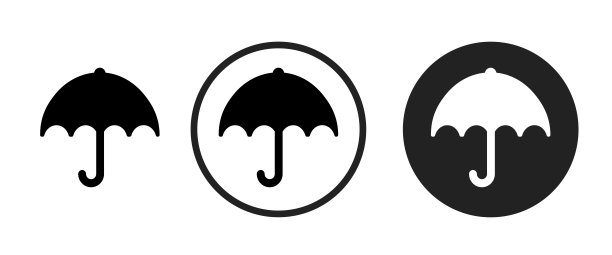 雨伞图标集。网站设置图标矢量。电脑和手机图片下载