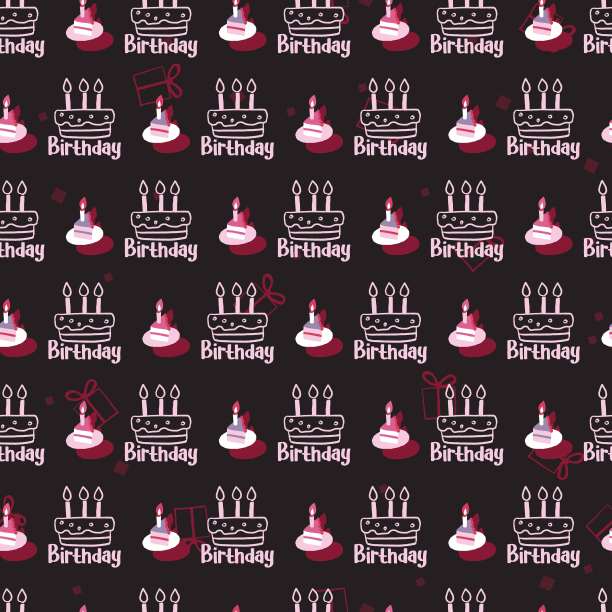 快乐生日派对蛋糕矢量无缝模式图片下载