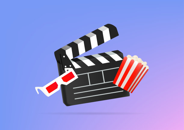 3d在线电影观看爆米花，3d眼镜和电影strip电影概念。矢量插图。图片下载