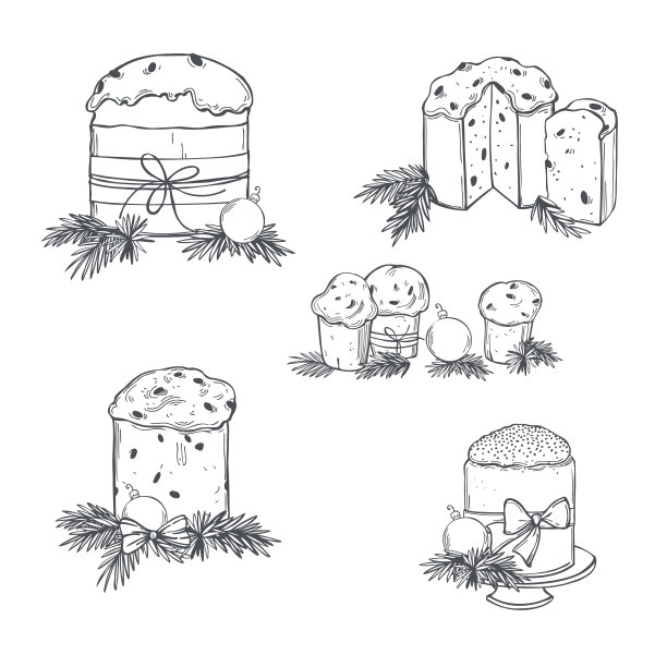 传统的意大利圣诞蛋糕Panettone图片下载