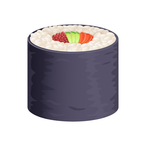 三文鱼，黄瓜，日式寿司。亚洲料理、日本料理写实卡通插画图片下载