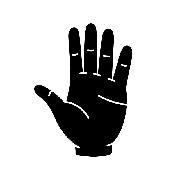 手的轮廓。手的象征。黑色人类手掌图标。矢量插图。人臂图标图片下载