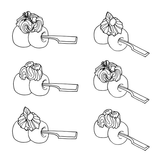亚洲美食涂鸦元素手绘风格。矢量平面插图。图片下载