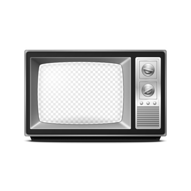 矢量3d现实复古电视接收器与透明屏幕隔离在白色背景。家居室内设计概念。老式电视机，电视，前视图图片下载
