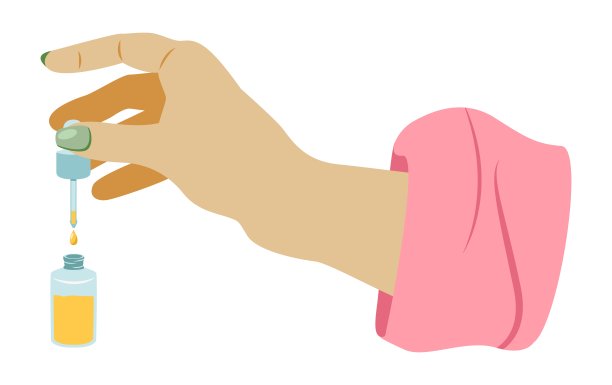 美丽的女性手握角质层滴油瓶孤立在白色背景上图片下载