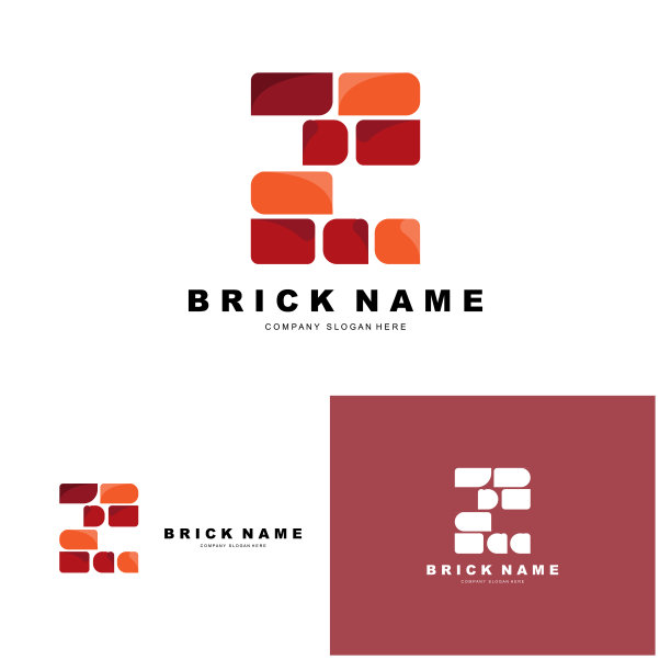 砖标志设计，材料石材插图矢量，建筑施工图标图片下载