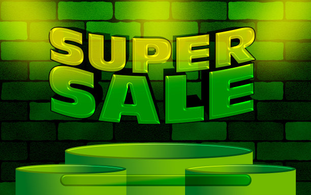 绿色超级销售背景模板与平台显示图片下载