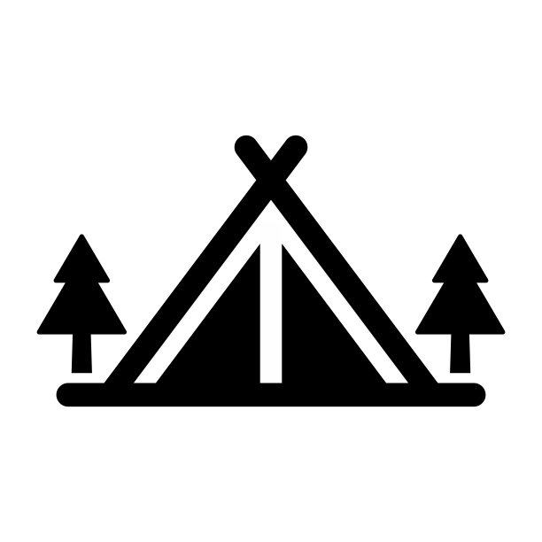 露营帐篷简单的平面图标矢量插图图片下载