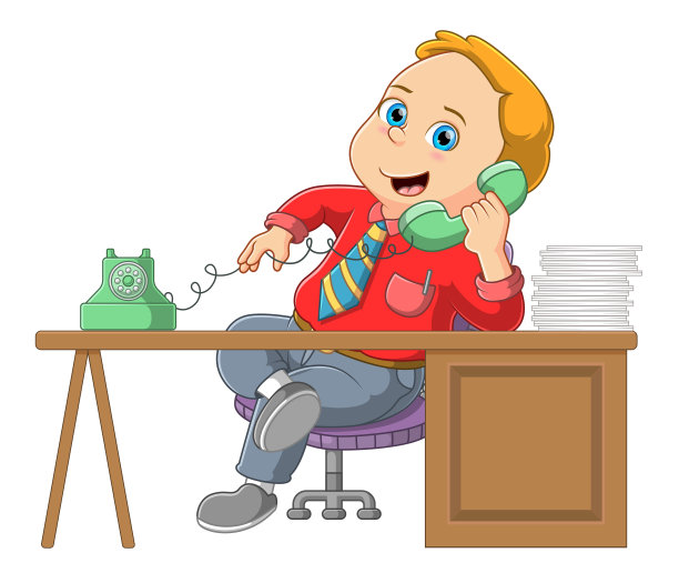 年轻的商人在老式有线电话上交谈图片下载