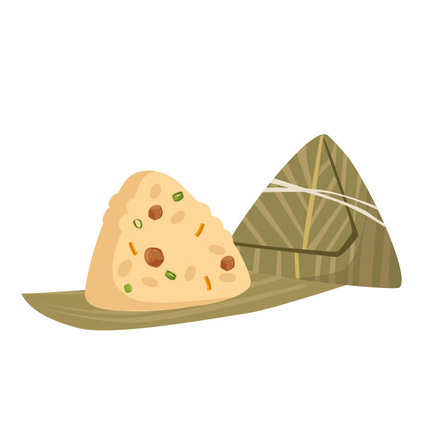 青竹叶包的中国粽子。端午节的概念或农历新年。矢量图图片下载