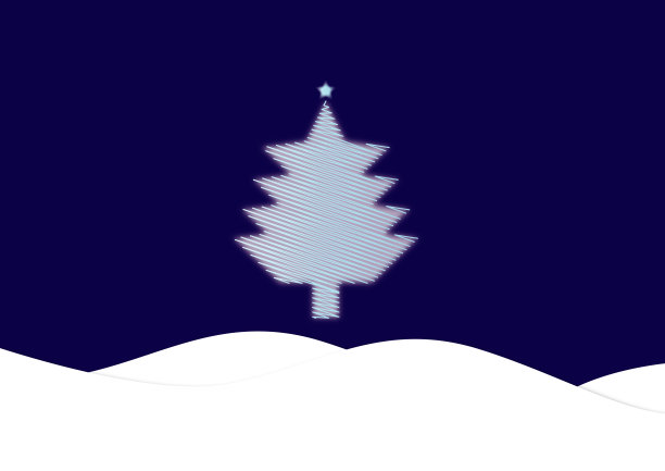 用蓝色背景上的雪花装饰的圣诞树图片下载