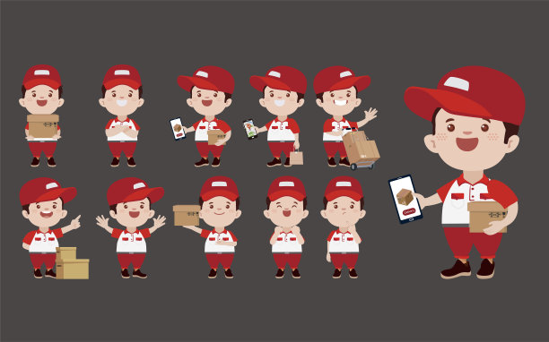 不同姿势的送货员图片下载