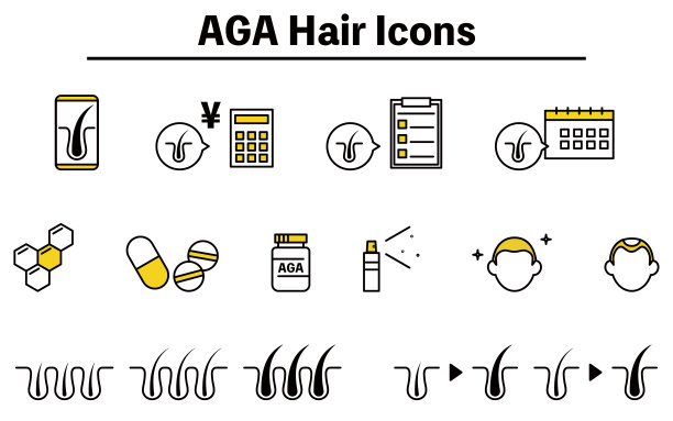 AGA(稀疏头发治疗)治疗图像图标设置，AGA图像图片下载