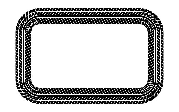 汽车轮胎胎面矩形框架。汽车和摩托车轮胎花纹，车轮轮胎胎面印。黑色轮胎方形边界。矢量插图隔离在白色背景上图片下载