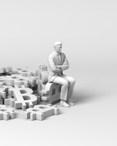 商人坐在比特币马克图片下载