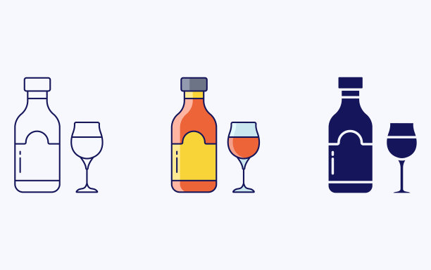 朗姆酒杯和瓶子插画图标图片下载