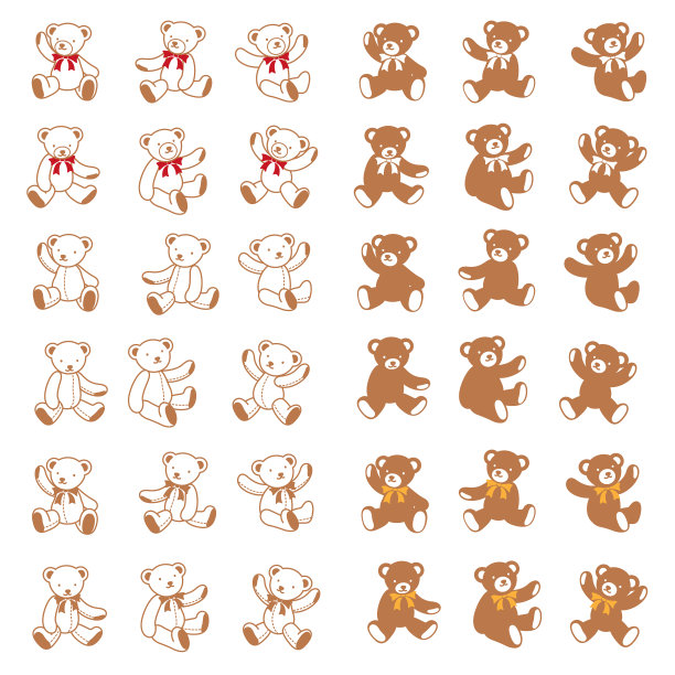 简单可爱的小熊插画素材集，图片下载