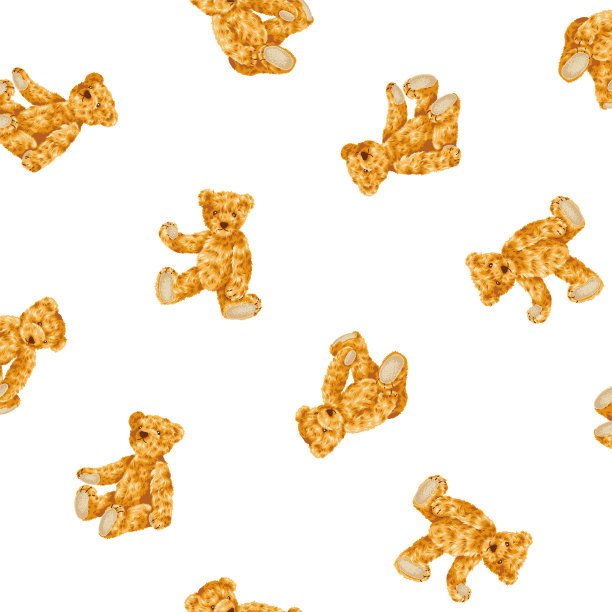 无缝图案的可爱小熊插画，图片下载