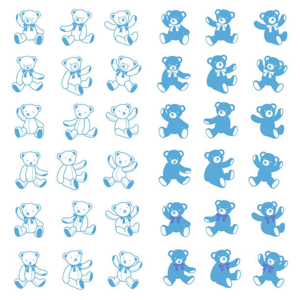 简单可爱的小熊插画素材集，图片下载