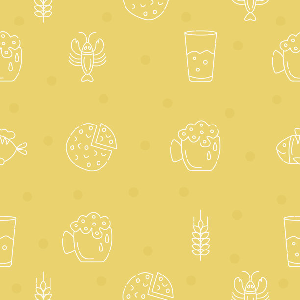 啤酒及相关物品，无缝模式图片下载