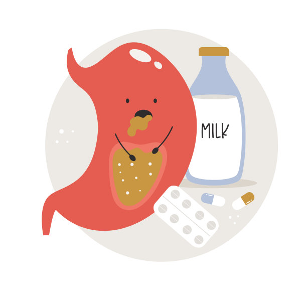 矢量插图生病，不高兴的胃。图片下载