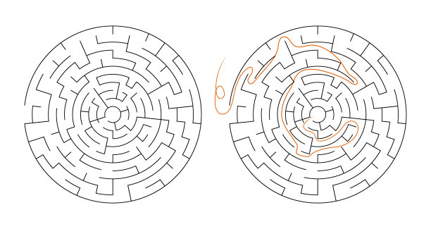 儿童圆形迷宫，矢量拼图图片下载